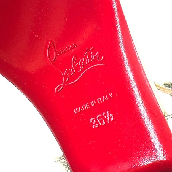 Christian Louboutin SWEET JANE SANDAL FLAT Metallic Leather Shoes Gold - Picture 15 of 16